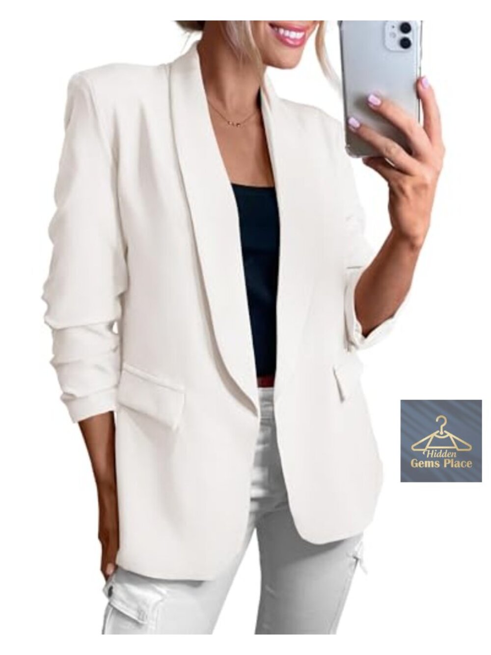 Women's Lightweight Suit Fabric Shawl Collar Blazer Business Casual Jacket